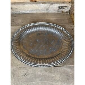 Vintage Wilton Armetale Pewter Ribbed and Beaded Round Serving Platter